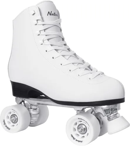 Vista 8 de Nattork - Patines de ruedas para mujer, de piel sintética de alta calidad, patines de cuatro ruedas, patines de doble fila para principiantes