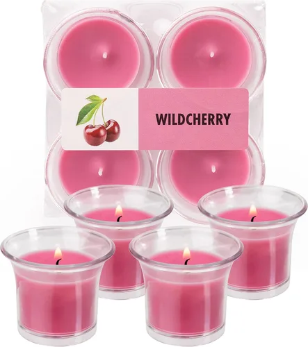 Vista 7 de HYOOLA Clear Cup Velas votivas perfumadas – Citronela – 12 horas de tiempo de combustión – Paquete de 4 – Fabricado en Europa Amarillo Citronela