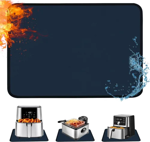 Vista 20 de Alfombrilla resistente al calor para freidora de aire, freidora profunda, horno, almohadillas calientes negras de 12 x 14 pulgadas para protector