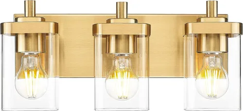 Vista 23 de Lámparas de baño, lámpara de tocador moderna de 4 luces con pantalla en forma de copa de vino de vidrio transparente, accesorios de iluminación Negro