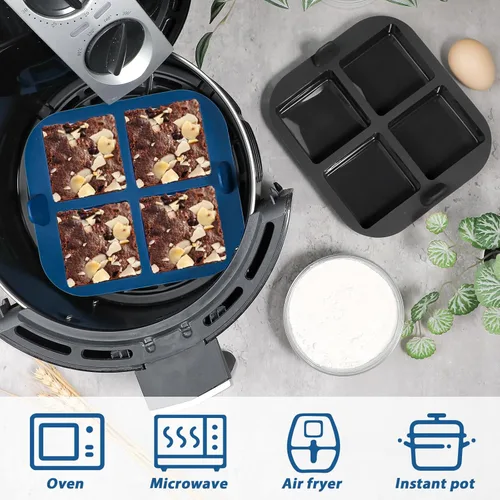 Vista 6 de Webake Molde para Brownies de Silicona para Freidora de Aire para Hornear, Molde de Silicona Cuadrado Antiadherente de 2.6" para S'mores, Disco
