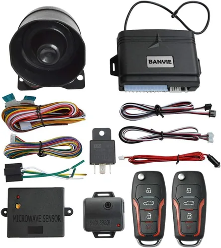 Vista 4 de Sistema de alarma de coche BANVIE, sistemas de alarma de seguridad antirrobo con entrada sin llave, con sensor de microondas y sensor de choque