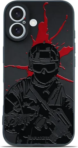 Vista 22 de SIMPLYMDRN Funda delgada para iPhone 12 Pro Max, diseño de guerrero, funda genial para hombres, funda de soldado de combate, delgada y flexible