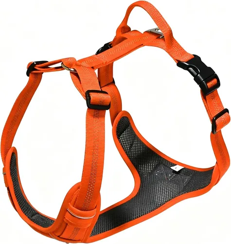 Vista 11 de Arnés para perro sin tirones, chaleco ajustable con clips de correa de metal delanteros y traseros, reflectante para paseos nocturnos seguros