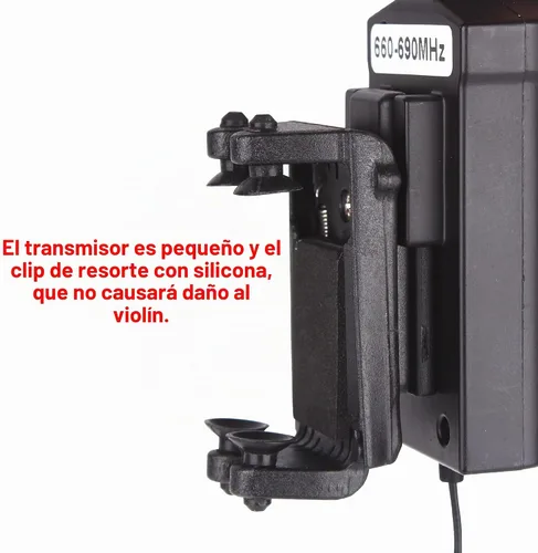 Vista 6 de VT-5 Micrófono de violín inalámbrico UHF de cuello de ganso Sistema de receptor y transmisor de micrófono de instrumento de recolección para violín