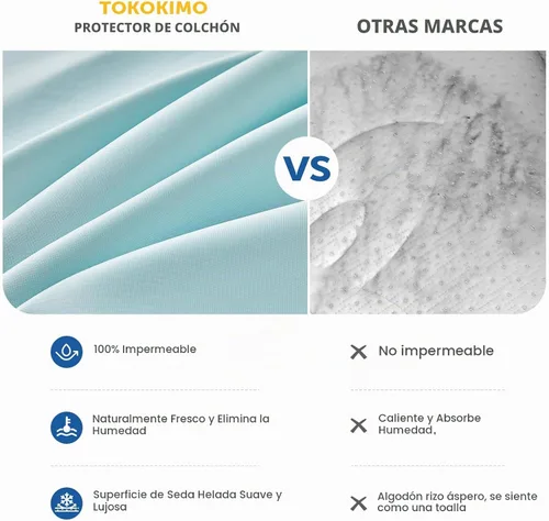 Vista 6 de Tokokimo Protector de colchón impermeable refrescante tamaño individual, tela de aire 3D, protector de colchón refrescante transpirable, sin ruido