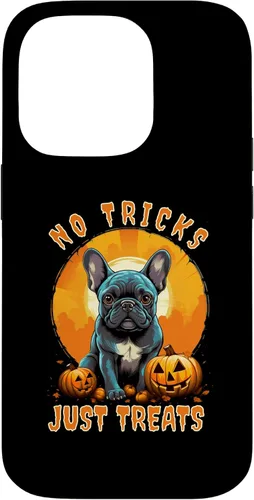 Vista 17 de iPhone 16 No Tricks Just Treats French Bulldog Halloween Frenchie Case