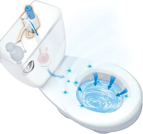 Vista 2 de Fluidmaster 8100 Flush 'n Sparkle Sistema automático de limpieza de inodoro con cartucho azul, versión mejorada