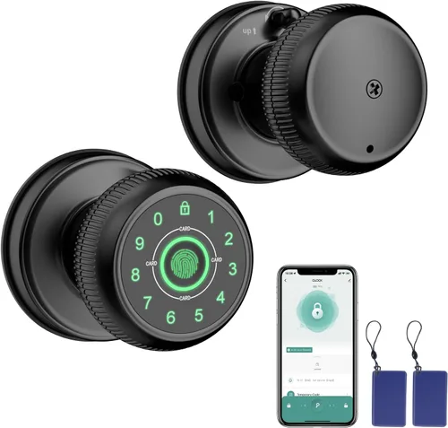 Vista 10 de BIWIBON Manija de puerta inteligente 4 en 1, perilla de puerta con huella dactilar con control de aplicación, cerradura de puerta inteligente