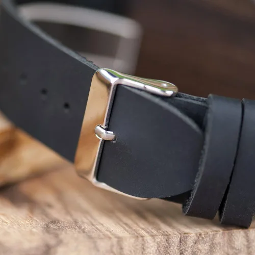 Vista 7 de BOBO BIRD Reloj de madera de bambú para hombre con correa de cuero de vaca negra, 12 agujeros, diseño temporizador, relojes deportivos casuales