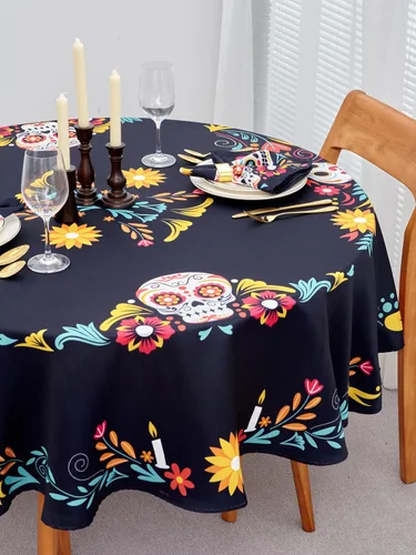 Vista 6 de YiHomer Día de los Muertos - Mesa de Halloween – Máscara de esqueleto floral Dia De Los Muertos, fiesta mexicana del Cinco de Mayo, fiesta mexicana