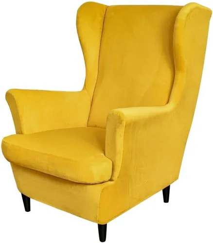 Vista 15 de OBCREAT Fundas para silla Wingback, 2 piezas de terciopelo elástico con respaldo de ala, fundas de sofá para silla de ala suave con parte inferior