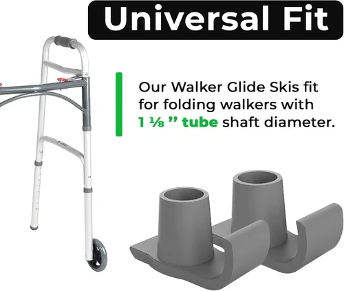 Vista 2 de Walker - Juego de 2 deslizadores de esquí, Walker Glide de alta resistencia, accesorios para andadores plegables para personas mayores, deslizadores