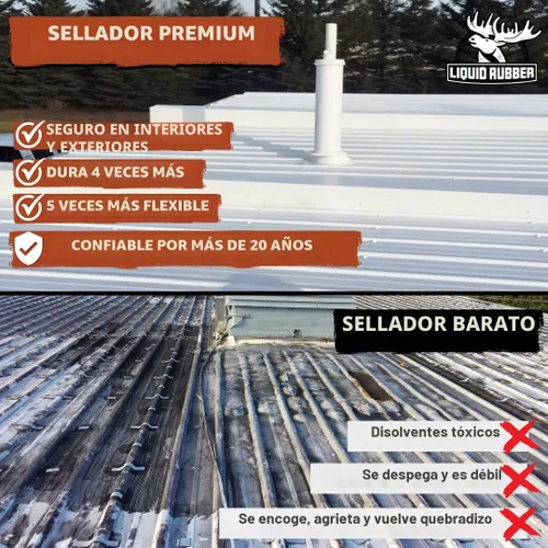 Vista 4 de Liquid Rubber - Sellador Impermeable de Color - Revestimiento Elastomérico para Techos Planos o Inclinados y Cimientos - Membrana de Pintura y Blanco