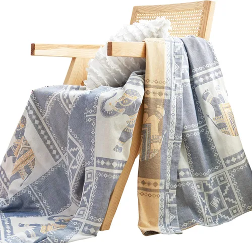 Vista 6 de MEJU Manta ligera de muselina marrón para perros, cachorros, para niños, para cama, sofá, 100% algodón peinado, de 3 capas, suave y cálida