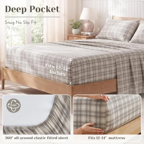 Vista 83 de Comfort Spaces Sábanas de percal 100% algodón, tamaño individual XL, 3 Adelia Gris