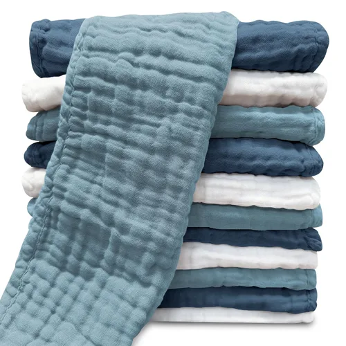 Vista 14 de Paños de muselina para eructos para bebé, 100% algodón, para unisex, niño, niña - Grandes 20" x 10", productos esenciales para recién nacidos, ultra