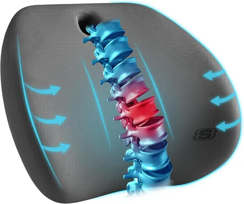 Vista 10 de Skechers Almohada de apoyo lumbar para silla de oficina, almohada lumbar de espuma viscoelástica, almohada lumbar para alivio del dolor de espalda
