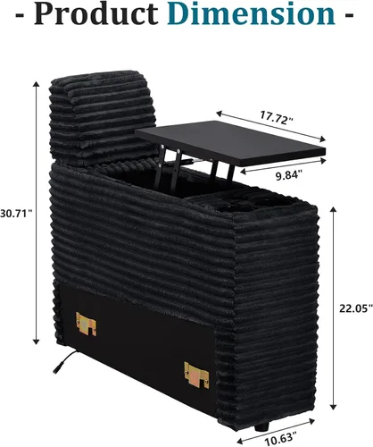 Vista 3 de ORRD Consola de almacenamiento multifuncional con soportes dobles para tazas, mesa, estación de carga USB para sofá modular seccional para sala