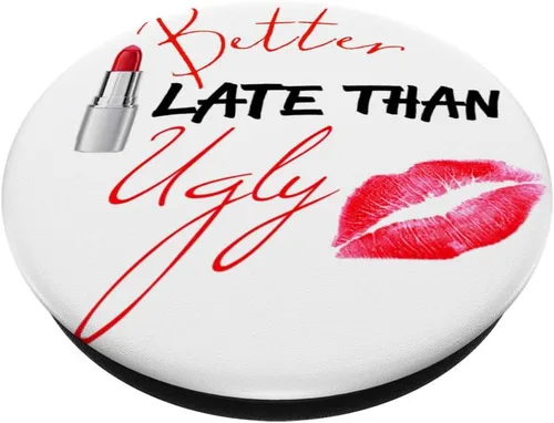 Vista 2 de Mejor Late Than Ugly Lipstick Kissing Lips PopSockets Grip and Stand for Phones and Tablets