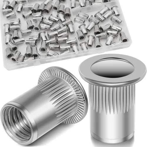 Vista 15 de Tuerca de remache UNC de 1/2 ''-13, 10 piezas de acero inoxidable 304 cabeza plana remache roscado inserto Nutsert