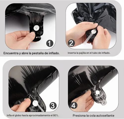 Vista 7 de Globo negro de 40 pulgadas con números del 0 al 9 (cero-nueve), globo de cumpleaños de gran tamaño, globo de helio de aluminio con números grandes