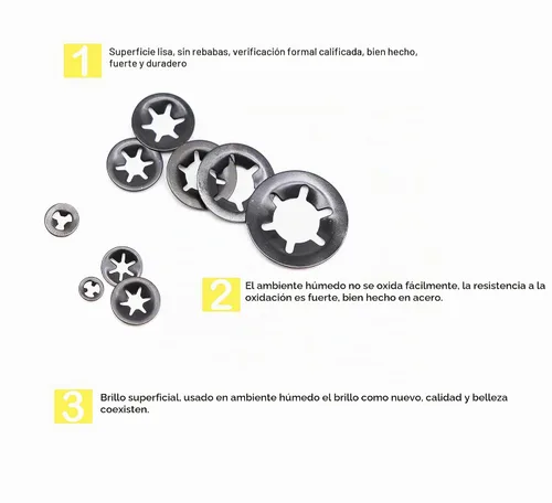 Vista 3 de Kit de surtido de 260 piezas [9 tamaños] de arandelas de seguridad con dientes internos Starlock negras, M2/M2.5/M3/M4/M5/M6/M8/M10/M12