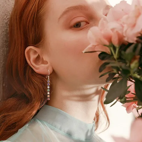 Vista 2 de Aretes colgantes de plata de ley con diseño de loto y árbol de la vida, diseño de flor de loto o árbol de la vida, joyería de yoga para mujer