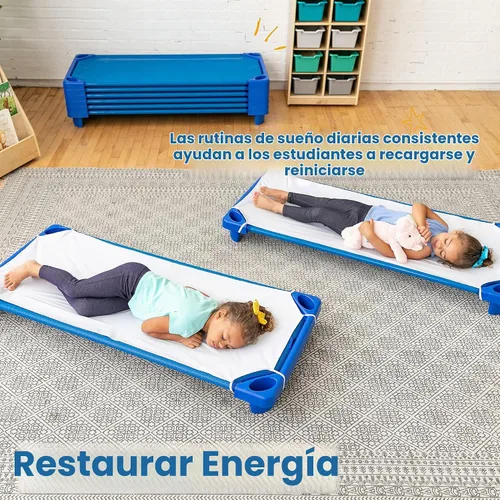 Vista 3 de ECR4Kids Cama/catre estándar para niños pequeños (Paquete de 6), Azul, 1