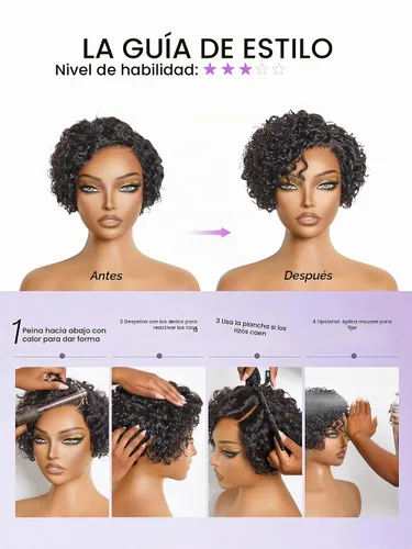 Vista 5 de LUVME HAIR Pelucas de cabello humano rizado sin pegamento de 6 pulgadas, precortadas, indetectable, HD, encaje Bob, peluca corta y rizada con ondas