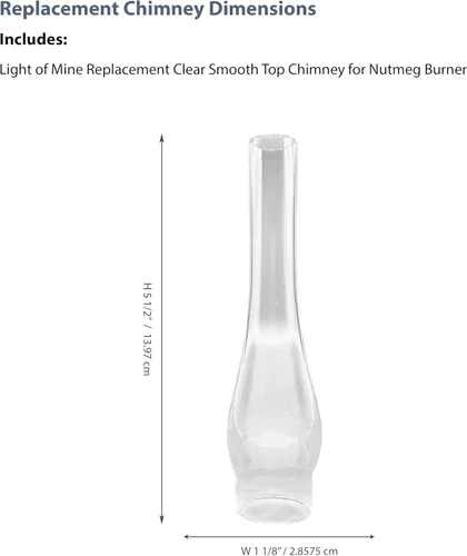 Vista 2 de Luz mía: Chimenea de reemplazo de lámpara de aceite de 1.125 "x 5.5", vidrio de borosilicato transparente, parte superior lisa, reemplazo de globo