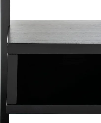 Vista 4 de SAFAVIEH Kamy DSK9401D - Escritorio de madera para computadora con 2 Escritorio para computadora, metal caoba, 2 estantes, 28 pulgadas en total Negro