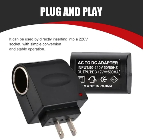 Vista 4 de Convertidor de CA a CC para automóvil, adaptador de encendedor de cigarrillos de vehículo, adaptador de corriente de 220 V a 12 V