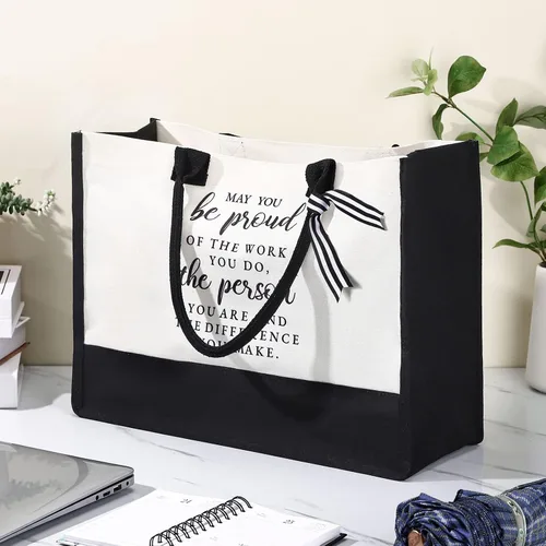 Vista 5 de Cunno Bolsa de lona de regalo para compañeras de trabajo para mujeres, regalo de agradecimiento a los empleados, regalo de agradecimiento