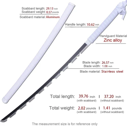 Vista 2 de ziqing Espada de anime para cosplay, Katana hecha a mano, espada Remgoku de metal de acero inoxidable (Hashibira Inosuke)