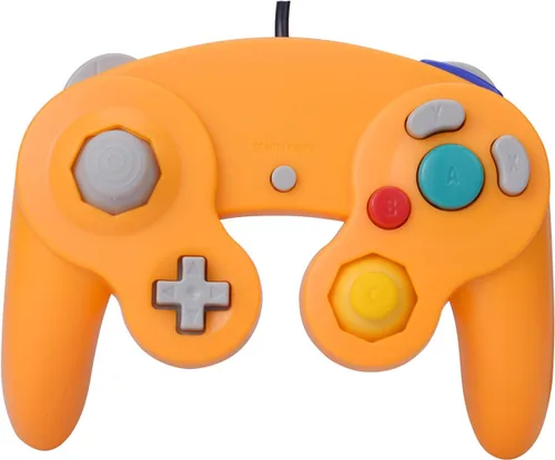 Vista 6 de ONE250 - Controlador con cable para mando de choque clásico, compatible con Wii NGC Gamecube Game Cube (rosa y amarillo)