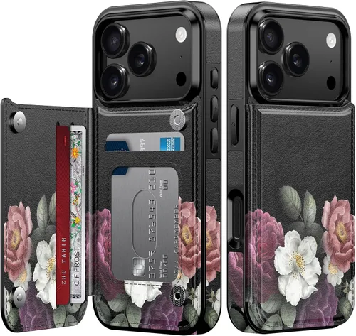Vista 389 de LETO para iPhone 15 Pro Funda tipo cartera - Tapa tipo folio con patada - Diseños de moda - Tarjetero - Funda protectora para mujeres y niñas - 6.1