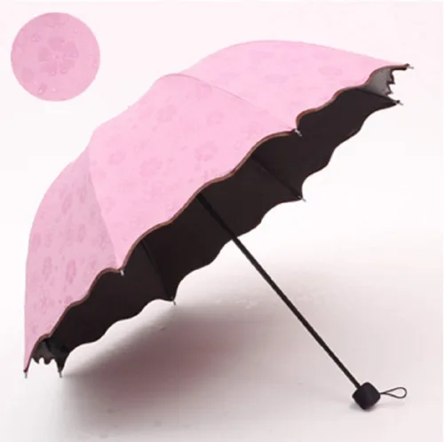 Vista 2 de Sombrillas plegables compactas de viaje, sombrilla para sol y lluvia con material de floración Met Water Blomssom