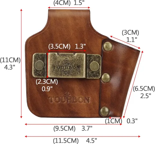 Vista 3 de TOURBON Cinta métrica de cuero para cinturón de cinturón - Vintage Brown