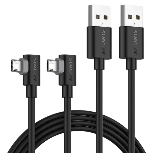 Vista 15 de SUNGUY Cable micro USB corto de 6 pulgadas de 90 grados, 2 unidades, cable micro USB de ángulo recto de carga rápida y sincronización de datos