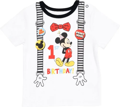 Vista 4 de Disney Mickey Mouse - Conjunto de 3 piezas de camiseta gráfica para el primer cumpleaños para bebé y cosplay