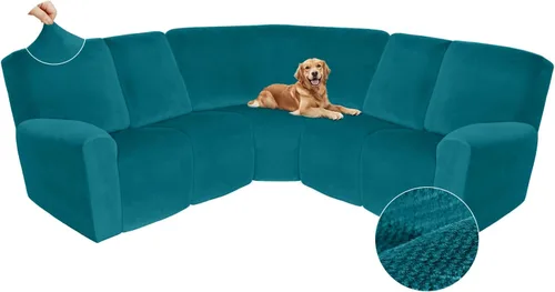 Vista 235 de Arfntevss Fundas de sofá seccional reclinable de terciopelo, Funda de sofá seccional de esquina para sofá reclinable, Funda elástica suave