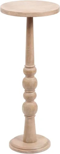 Vista 10 de Kate and Laurel Wegner Coastal Mesa Redonda de Madera para Bebidas, 8 x 23 pulgadas, Blanqueado, Mesa de Pedestal Elegante y Duradera para Usar como