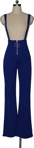 Vista 4 de Remelon Overol sin mangas de cintura alta con cremallera frontal para mujer, overol con tirantes