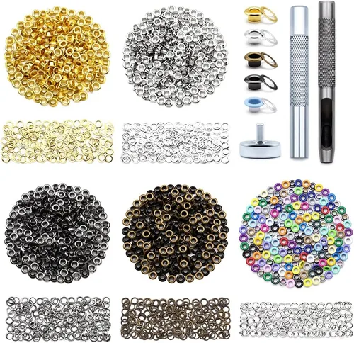 Vista 29 de SEMINI 800 Sets 4 Colors 6mm Grommet Eyelet Kit with Install Tool Kit
