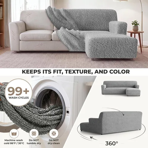 Vista 5 de PAULATO BY GA.I.CO. Funda de Sofá Seccional - Funda para Sofá en Forma de L con Chaise - Fundas Lavables para Sofá Esquinero - Funda Elástica