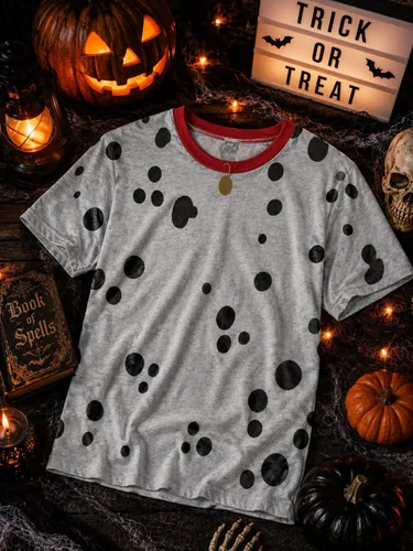 Vista 6 de Disfraz de perro dálmata cuello rojo camiseta suave para hombre