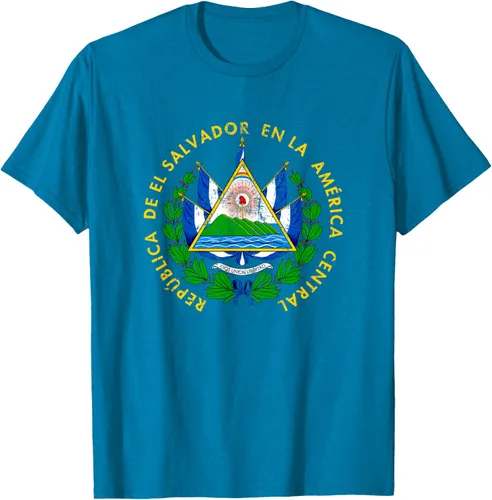 Vista 7 de Escudo de armas de El Salvador Salvadoran Distressed Design T-Shirt