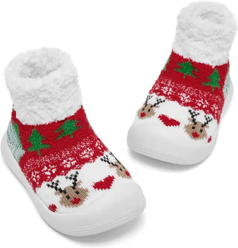 Vista 6 de Engtoy Baby Sock Shoes Baby Walking Shoes Infant Non-Slip Breathable Slippers with Soft Rubber Sole Baby Boys Girls Slip On Sneakers
