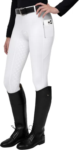 Vista 20 de FitsT4 Sports Mallas de Equitación de Asiento Completo para Mujer con Agarre de Silicona Activa Pantalones Ecuestres Albaricoque